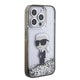 Apple iPhone 15 Pro Max Kılıf Karl Lagerfeld İkonik Sıvılı Glitter Orjinal Lisanslı Kapak Renksiz