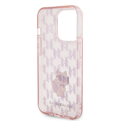 Apple iPhone 15 Pro Max Kılıf Karl Lagerfeld IML C Monogram Orjinal Lisanslı Kapak Pembe