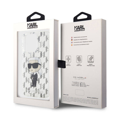 Apple iPhone 15 Pro Max Kılıf Karl Lagerfeld IML İkonik Monogram Orjinal Lisanslı Kapak Renksiz