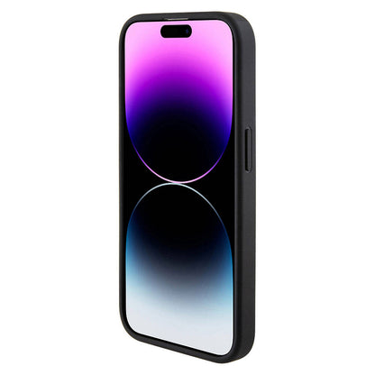 Apple iPhone 15 Pro Max Kılıf Karl Lagerfeld Kartlıklı Saffiano 3D RSG Logo Orjinal Lisanslı Kapak Siyah
