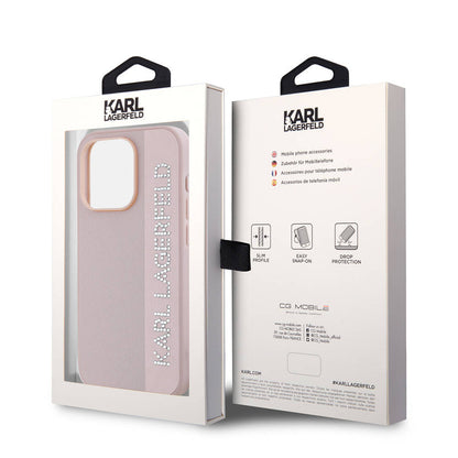 Apple iPhone 15 Pro Max Kılıf Karl Lagerfeld Orjinal Lisanslı Anahtarlıklı Taşlı KL Yazılı Saffiano Rhinestones Kapak Siyah