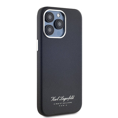 Apple iPhone 15 Pro Max Kılıf Karl Lagerfeld Orjinal Lisanslı KL Yazılı Hotel Kapak Siyah