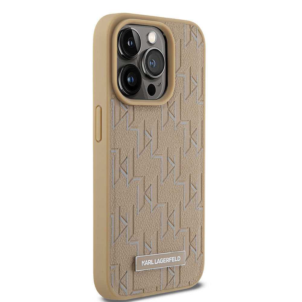 Apple iPhone 15 Pro Max Kılıf Karl Lagerfeld Orjinal Lisanslı M-safe Şarj Özellikli KL Yazılı Hot Stamp Kapak Siyah