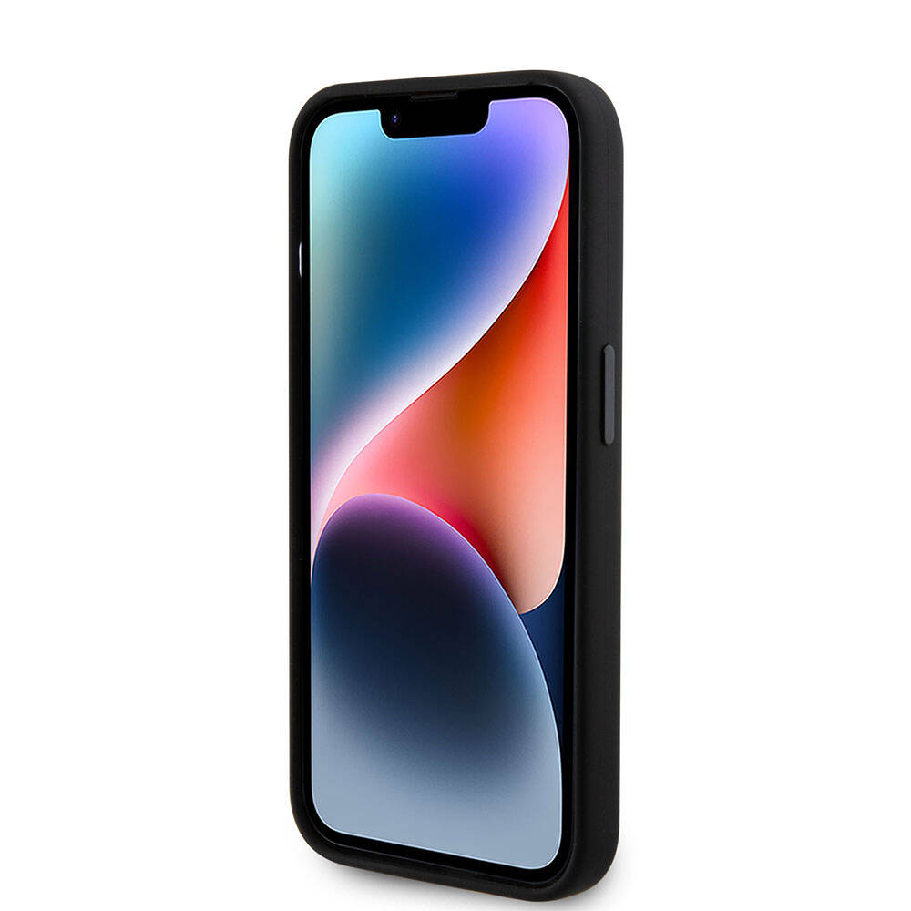 Apple iPhone 15 Pro Max Kılıf Karl Lagerfeld Silikon İkonik Metal Logo Orjinal Lisanslı Kapak Siyah