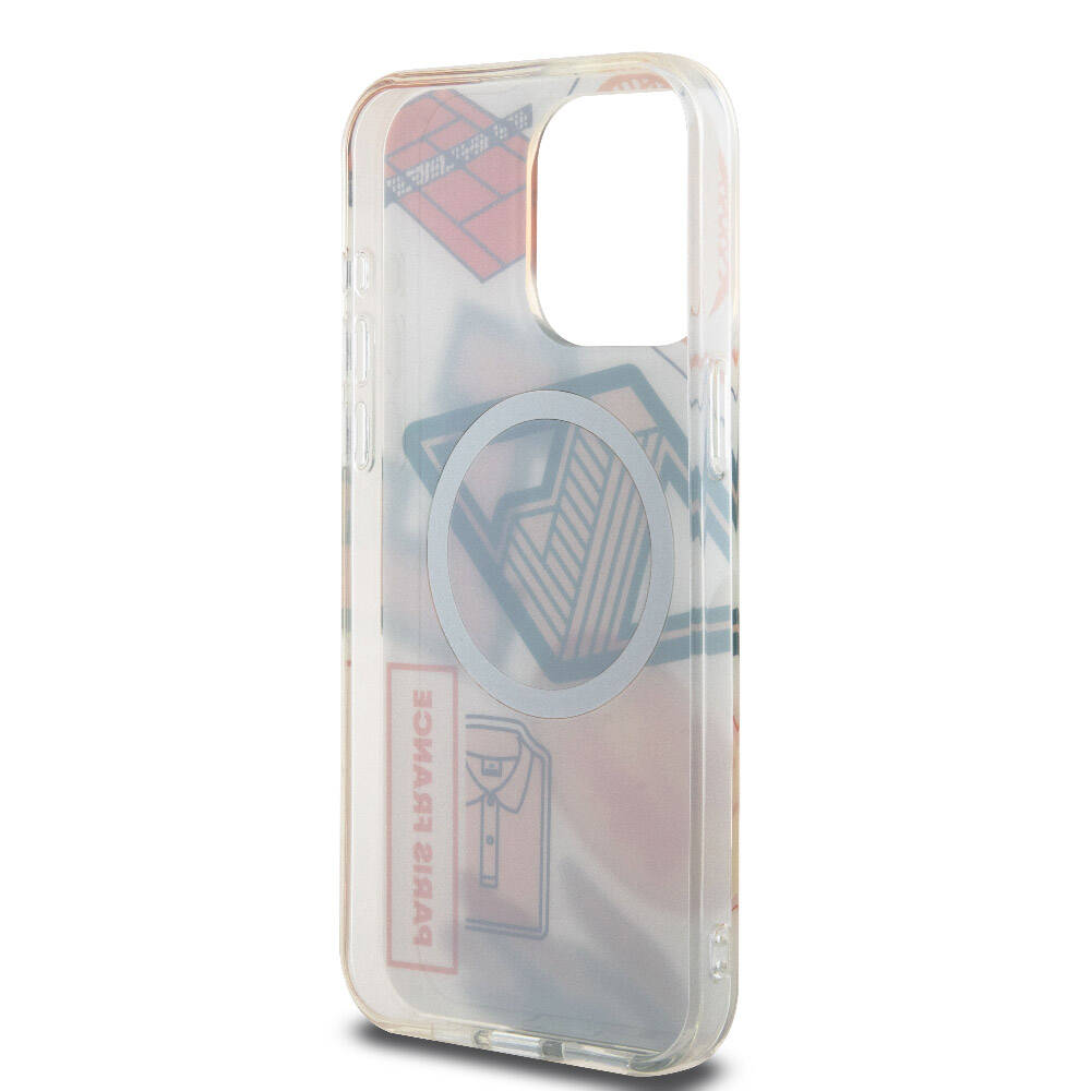 Apple iPhone 15 Pro Max Kılıf Lacoste Orjinal Lisanslı M-safe Şarj Özellikli Çift Katmanlı Yamalar Desenli Kapak Sarı