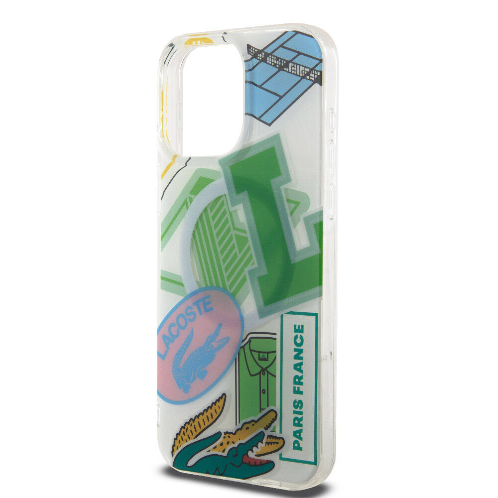 Apple iPhone 15 Pro Max Kılıf Lacoste Orjinal Lisanslı M-safe Şarj Özellikli Çift Katmanlı Yamalar Desenli Kapak Turuncu