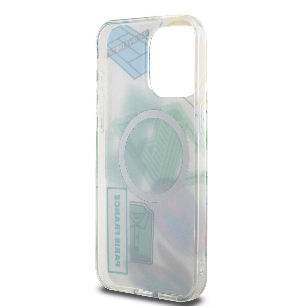 Apple iPhone 15 Pro Max Kılıf Lacoste Orjinal Lisanslı M-safe Şarj Özellikli Çift Katmanlı Yamalar Desenli Kapak Sarı