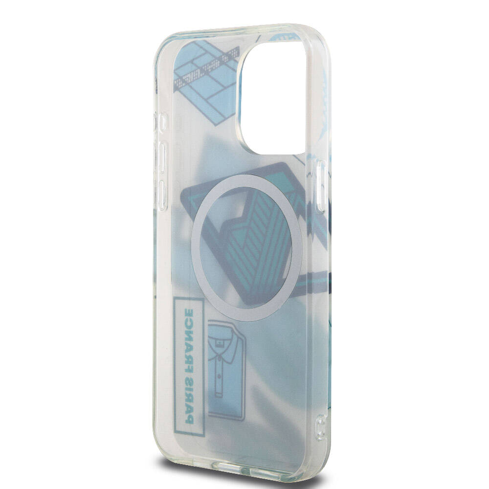 Apple iPhone 15 Pro Max Kılıf Lacoste Orjinal Lisanslı M-safe Şarj Özellikli Çift Katmanlı Yamalar Desenli Kapak Turuncu