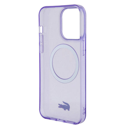 Apple iPhone 15 Pro Max Kılıf Lacoste Orjinal Lisanslı M-safe Şarj Özellikli İkonik Timsah Logolu Hard Parme Kapak Mor