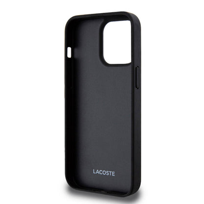 Apple iPhone 15 Pro Max Kılıf Lacoste Orjinal Lisanslı M-safe Şarj Özellikli PU Deri Görünümlü Kartlıklı Karışık Monogram Desenli Kapak Beyaz