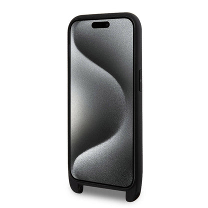 Apple iPhone 15 Pro Max Kılıf Lacoste Orjinal Lisanslı PU Pike Desenli Arka Yüzey Askılı İkonik Timsah Dokuma Logolu Kapak Yeşil