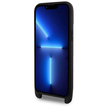 Apple iPhone 15 Pro Max Kılıf Lacoste Orjinal Lisanslı PU Pike Desenli Arka Yüzey Askılı İkonik Timsah Dokuma Logolu Kapak Kırmızı