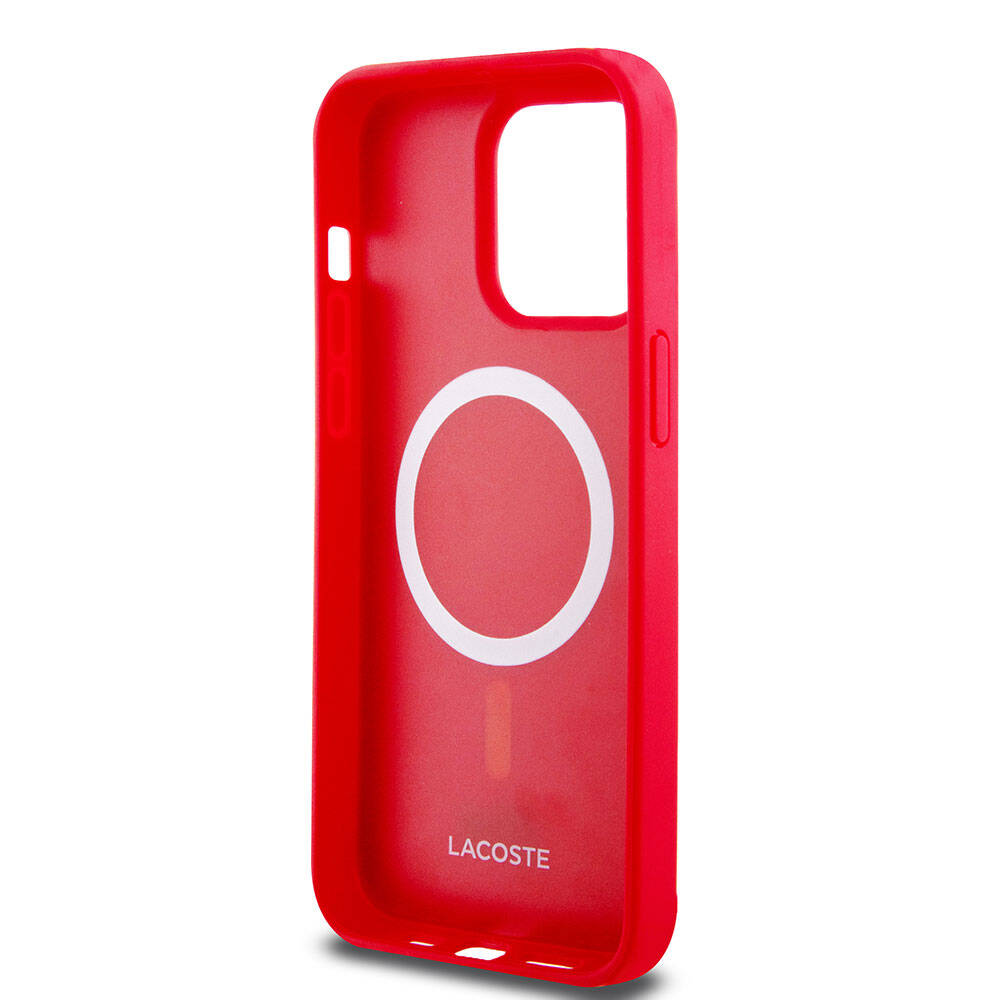 Apple iPhone 15 Pro Max Kılıf Lacoste Orjinal Lisanslı PU Pike Desenli Arka Yüzey İkonik Timsah Dokuma Logolu Kapak Yeşil