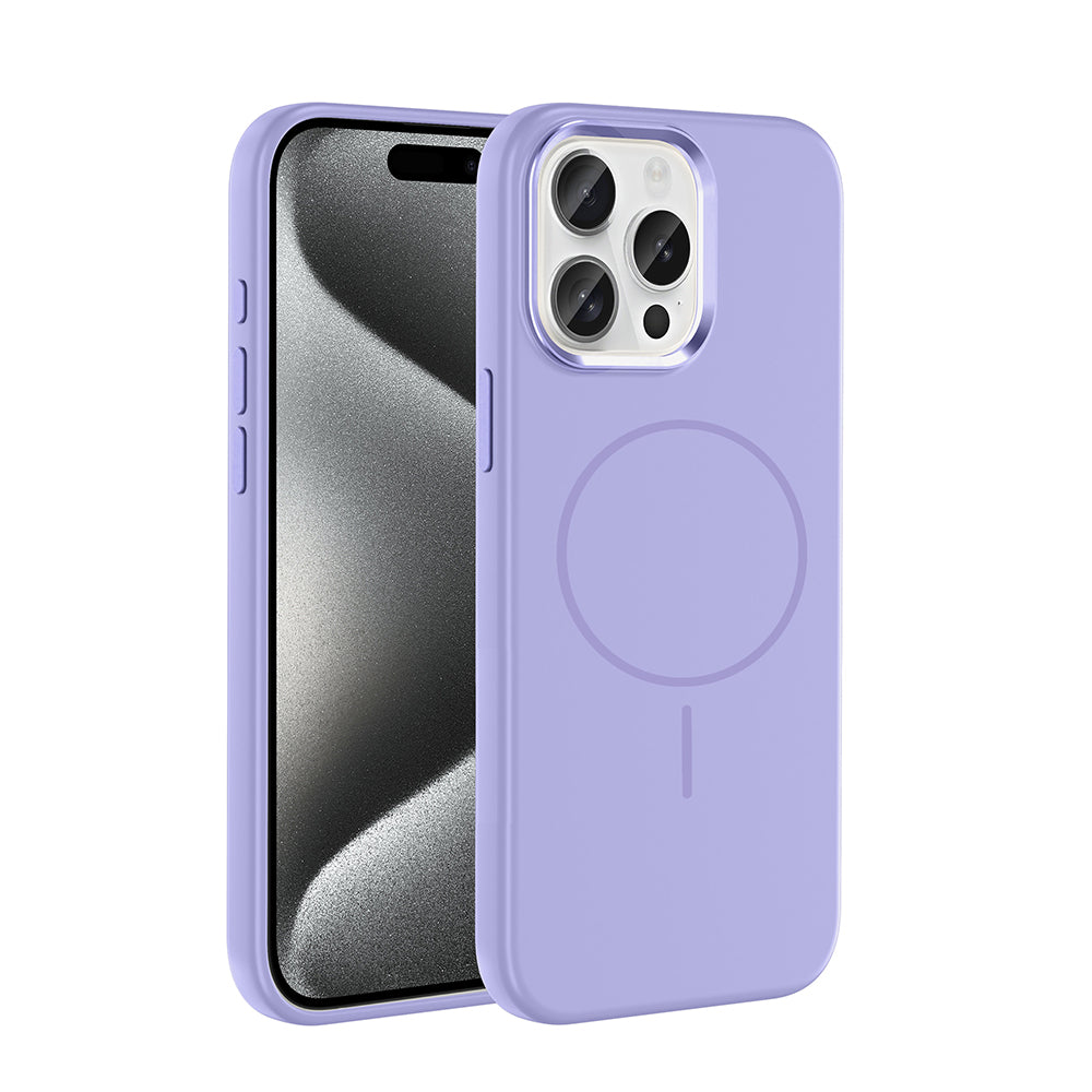 Apple iPhone 15 Pro Max Kılıf M-Safe Şarj Özellikli Metal Kamera Çerçeveli Zore Edi Silikon Kapak