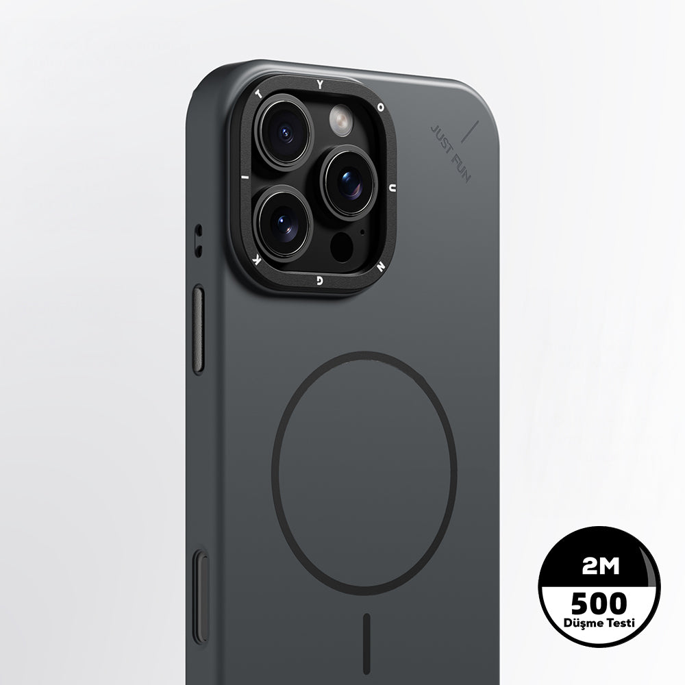 Apple iPhone 15 Pro Max Kılıf M-safe Şarj Özellikli Youngkit Dynamag Serisi Kapak Gri