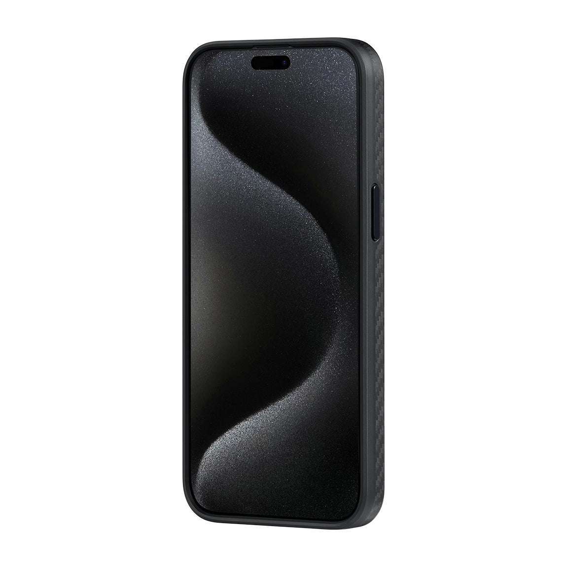 Apple iPhone 15 Pro Max Kılıf M-safe Şarj Özellikli 1500D Aramid Fiber Pitaka Military-Grade Classic Serisi Black-Grey Twill Kapak Siyah-Gri