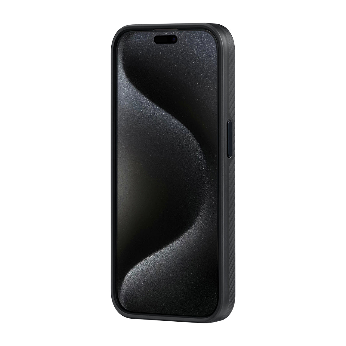 Apple iPhone 15 Pro Max Kılıf M-safe Şarj Özellikli 600D Aramid Fiber Pitaka Military-Grade Classic Serisi Black-Grey Twill Kapak Siyah-Gri