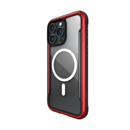 Apple iPhone 15 Pro Max Kılıf M-safe Şarj Özellikli Airbagli Raptic Shield Serisi Şeffaf Arka Yüzey Kapak Kırmızı