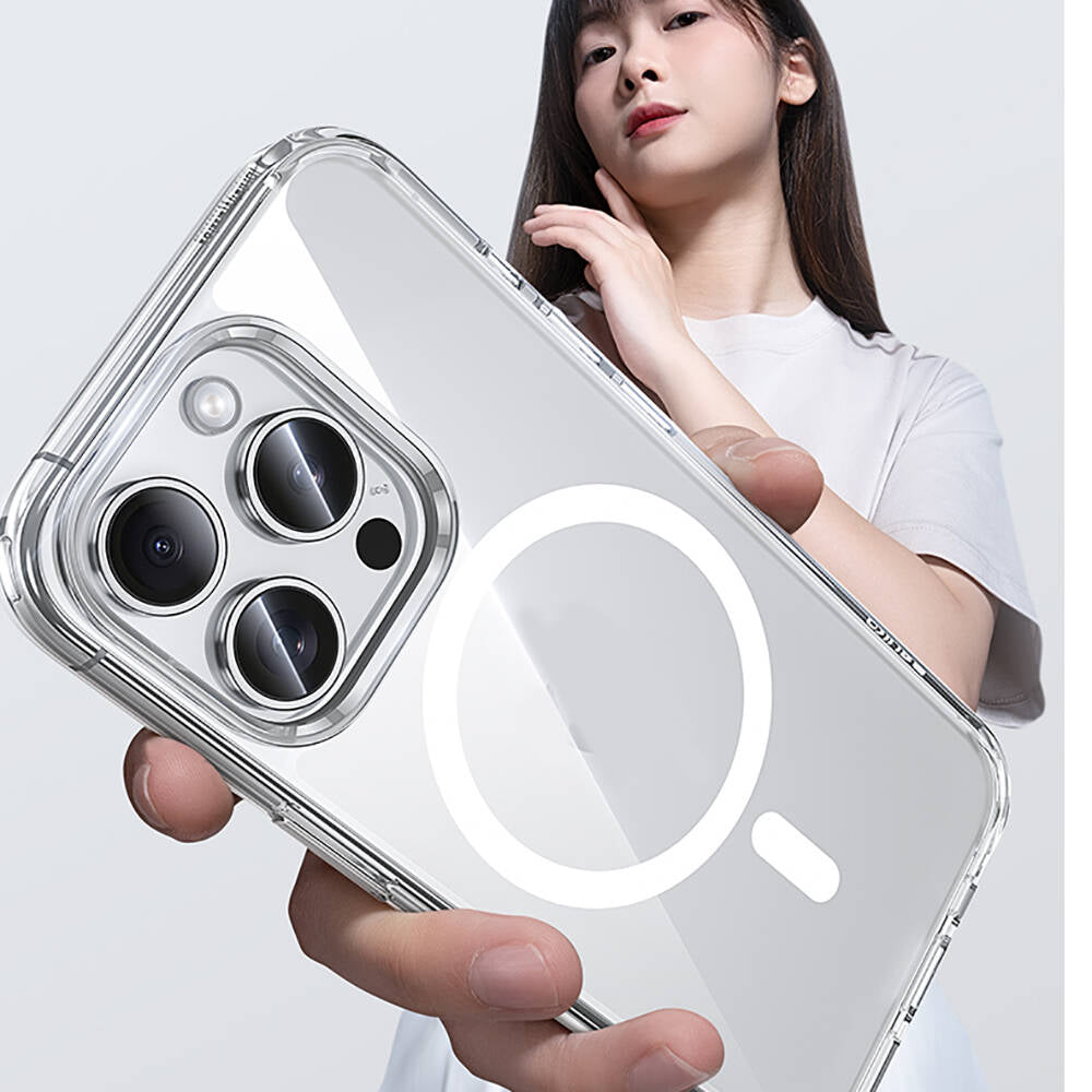 Apple iPhone 15 Pro Max Kılıf M-safe Şarj Özellikli Airbagli Şeffaf Benks LucentPro Serisi Kapak Şeffaf