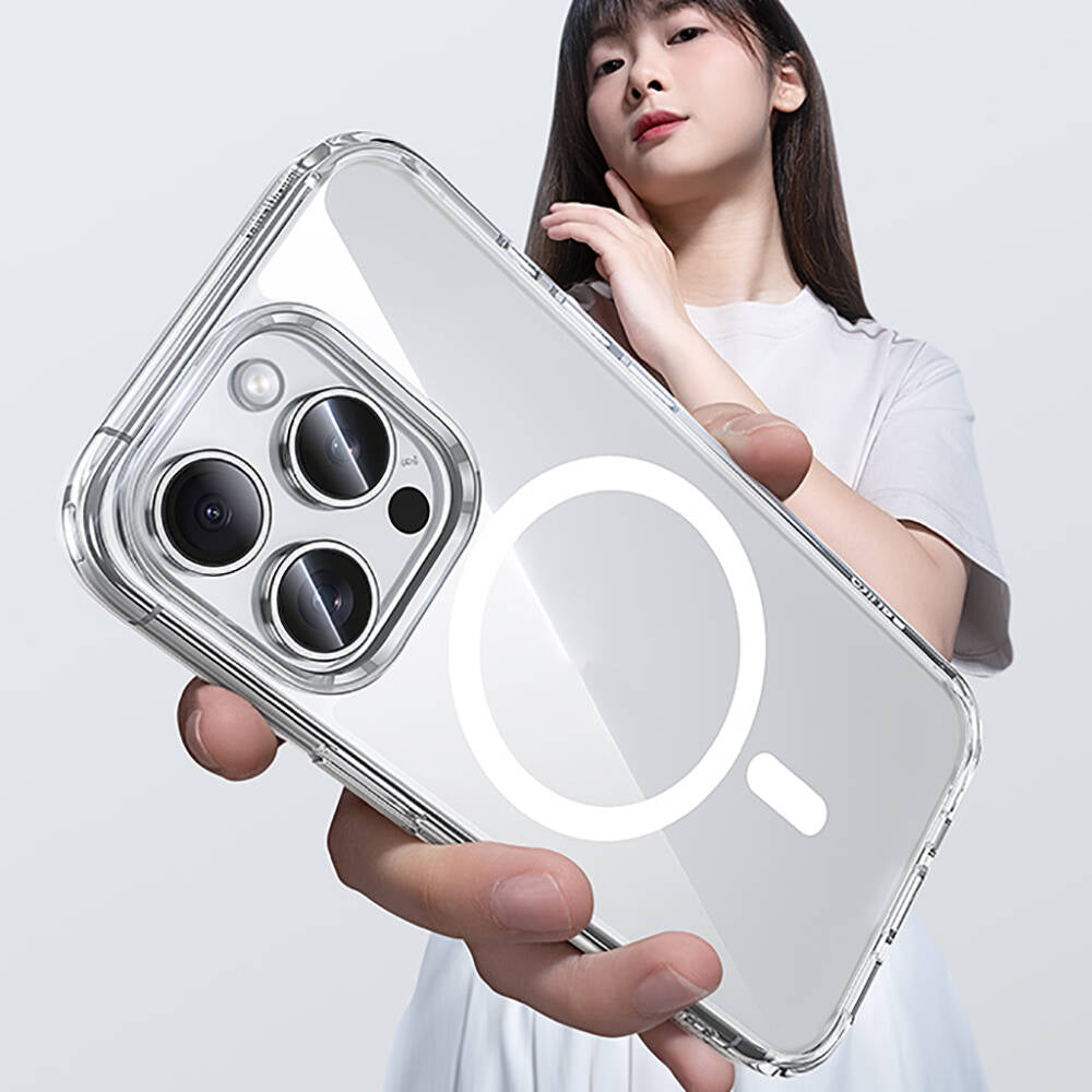 Apple iPhone 15 Pro Max Kılıf M-safe Şarj Özellikli Airbagli Şeffaf Benks LucentPro Serisi Kapak Şeffaf