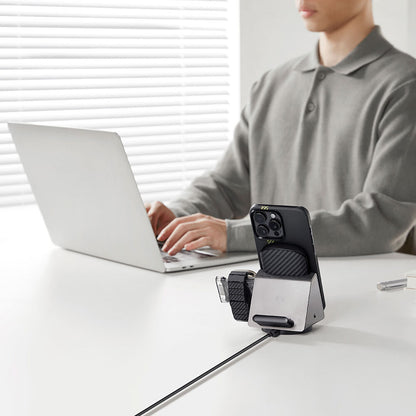 Apple iPhone 15 Pro Max Kılıf M-safe Şarj Özellikli Aramid Fiber Pitaka Tactile Woven Break The Line Kapak Siyah