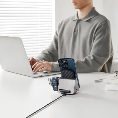 Apple iPhone 15 Pro Max Kılıf M-safe Şarj Özellikli Aramid Fiber Pitaka Tactile Woven Sunset-Moonrise Serisi Moonrise Kapak Mavi