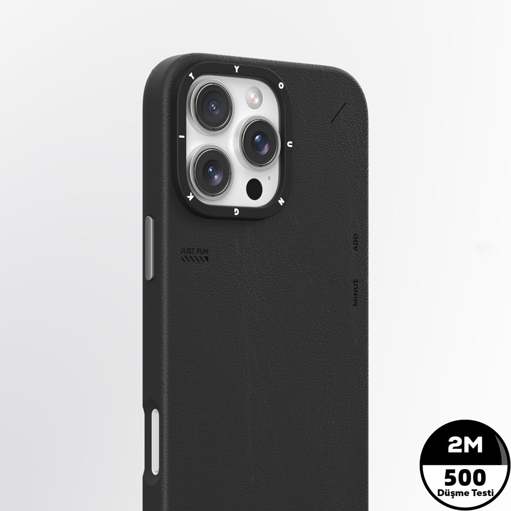 Apple iPhone 15 Pro Max Kılıf M-safe Şarj Özellikli Basit Mat Deri Desenli Youngkit Tech Fashion Serisi Kapak Gri