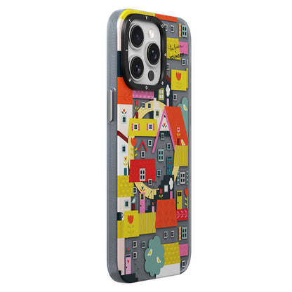 Apple iPhone 15 Pro Max Kılıf M-safe Şarj Özellikli Bee Brown Tasarımlı Youngkit Colorful Life Serisi Kapak Turkuaz