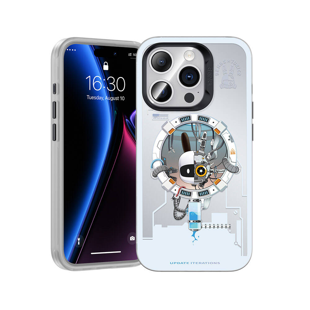 Apple iPhone 15 Pro Max Kılıf M-safe Şarj Özellikli Benks Bunny Explore Kapak Beyaz