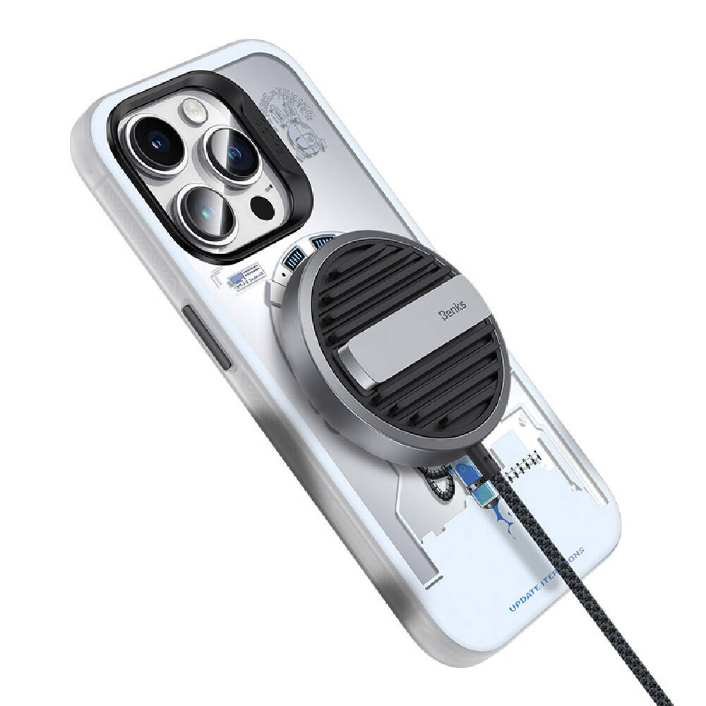 Apple iPhone 15 Pro Max Kılıf M-safe Şarj Özellikli Benks Bunny Explore Kapak Beyaz