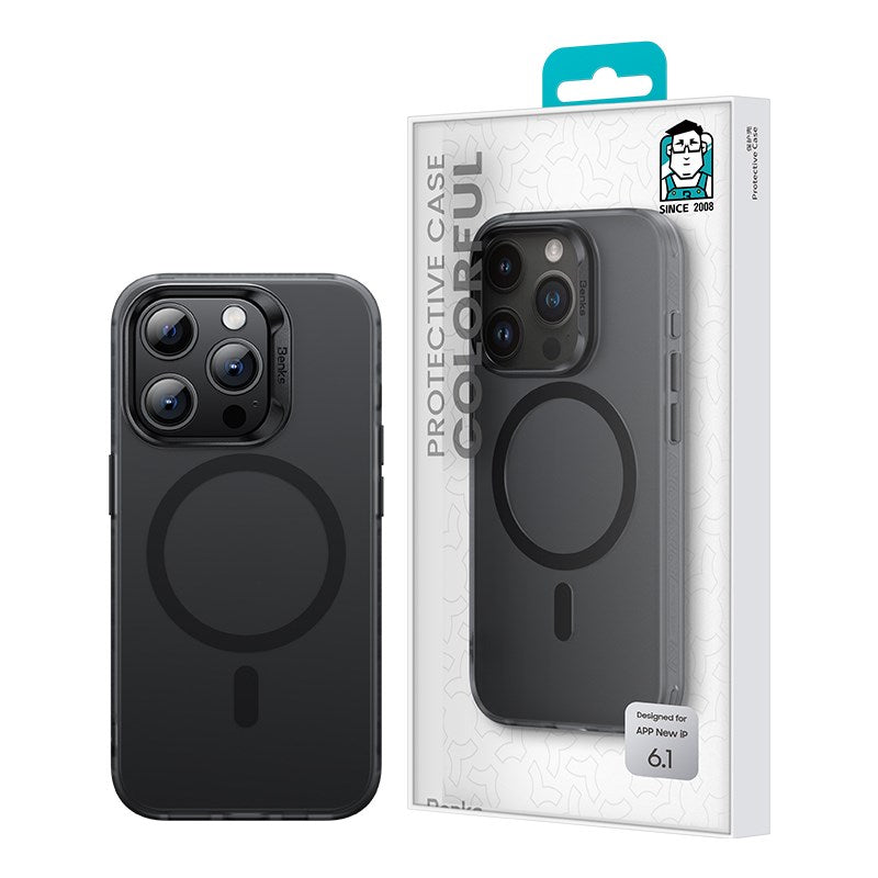 Apple iPhone 15 Pro Max Kılıf M-safe Şarj Özellikli Benks Lucid Armor Kapak Mavi