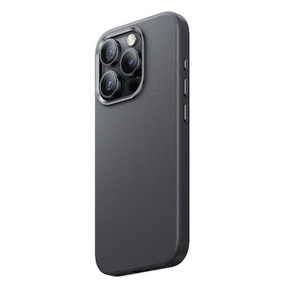 Apple iPhone 15 Pro Max Kılıf M-safe Şarj Özellikli Benks Vintage Leather Kapak Gri