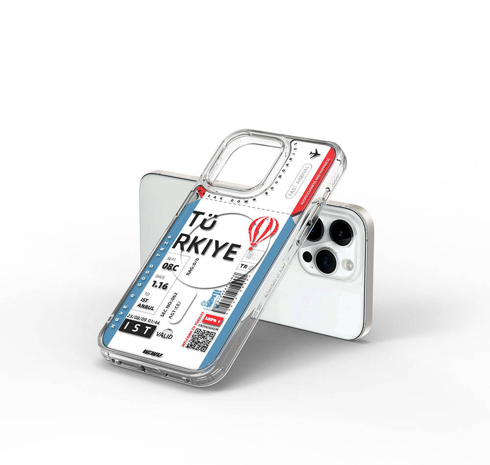 Apple iPhone 15 Pro Max Kılıf M-safe Şarj Özellikli Bilet Desenli Wiwu Turkey B Serisi Kapak Pembe