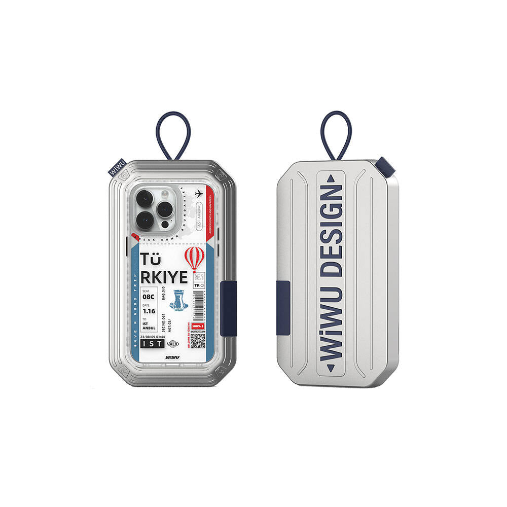 Apple iPhone 15 Pro Max Kılıf M-safe Şarj Özellikli Bilet Desenli Wiwu Turkey B Serisi Kapak Pembe