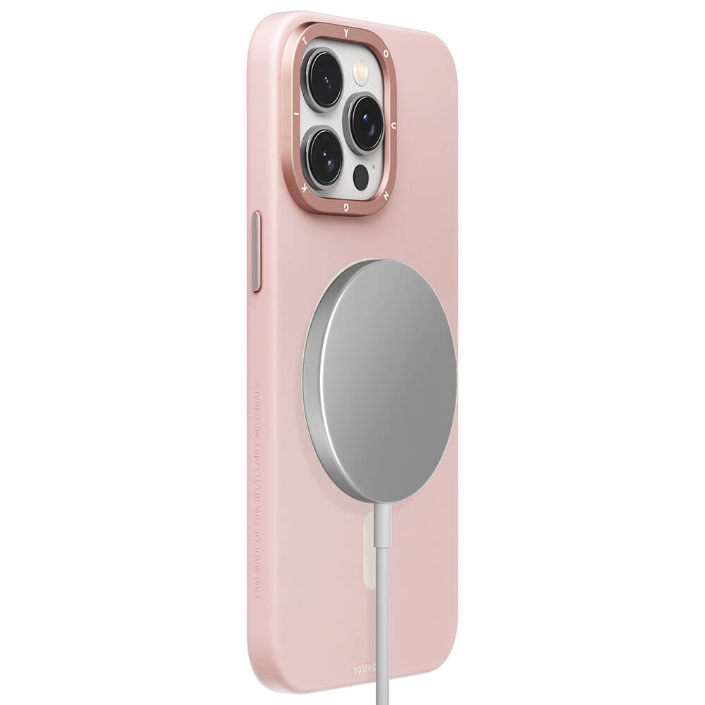 Apple iPhone 15 Pro Max Kılıf M-safe Şarj Özellikli Çizilmeye ve Aşınmaya Dayanıklı Youngkit Velvet Serisi Kapak Gri