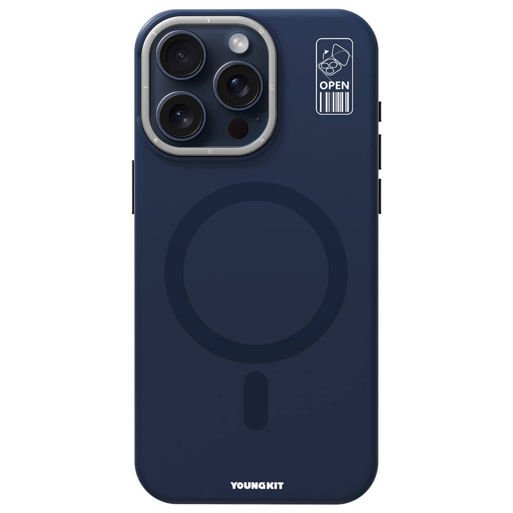 Apple iPhone 15 Pro Max Kılıf M-safe Şarj Özellikli Kamera Standlı Youngkit Bitty Cream Kapak Gri