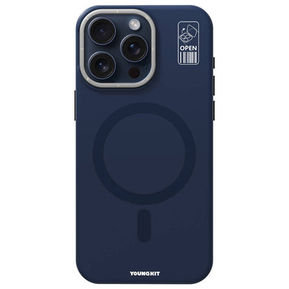 Apple iPhone 15 Pro Max Kılıf M-safe Şarj Özellikli Kamera Standlı Youngkit Bitty Cream Kapak Gri