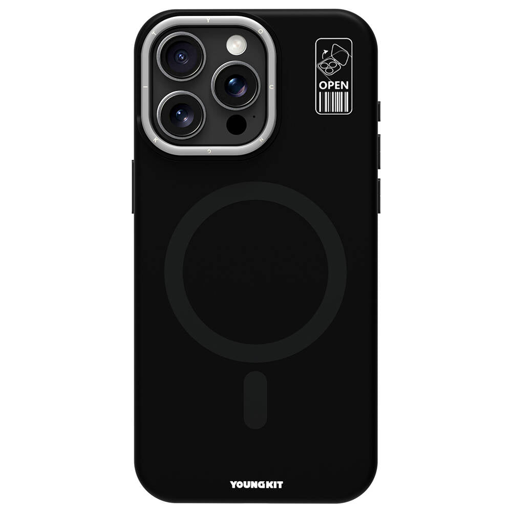 Apple iPhone 15 Pro Max Kılıf M-safe Şarj Özellikli Kamera Standlı Youngkit Bitty Cream Kapak Mavi