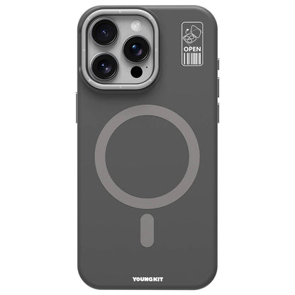 Apple iPhone 15 Pro Max Kılıf M-safe Şarj Özellikli Kamera Standlı Youngkit Bitty Cream Kapak Mavi