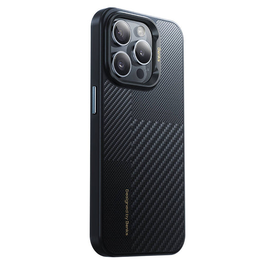 Apple iPhone 15 Pro Max Kılıf M-safe Şarj Özellikli Karbon Fiber Benks Montage Hybrid ArmorPro Kevlar Kapak