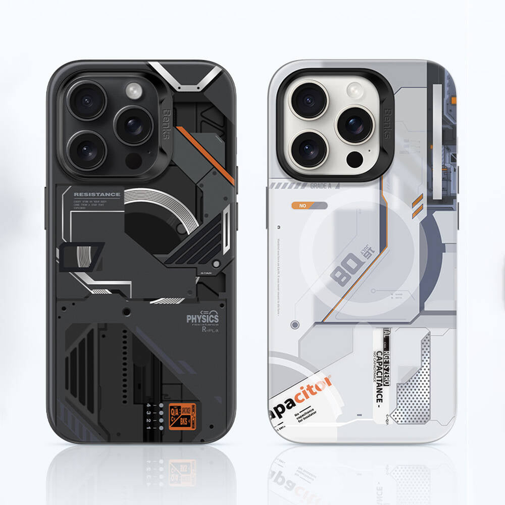 Apple iPhone 15 Pro Max Kılıf M-safe Şarj Özellikli Mekanik Tasarımlı Benks Perspective Serisi Kapak Beyaz