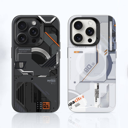 Apple iPhone 15 Pro Max Kılıf M-safe Şarj Özellikli Mekanik Tasarımlı Benks Perspective Serisi Kapak Beyaz