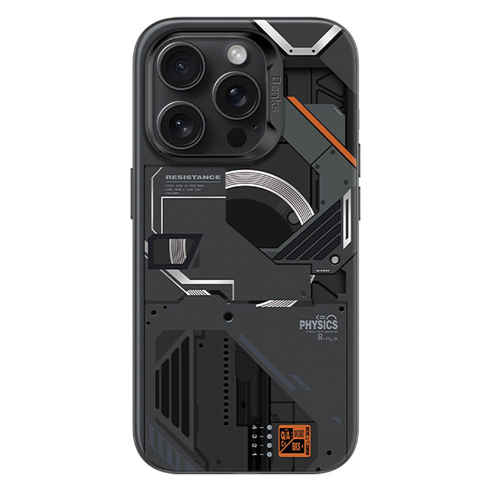 Apple iPhone 15 Pro Max Kılıf M-safe Şarj Özellikli Mekanik Tasarımlı Benks Perspective Serisi Kapak Siyah