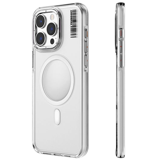 Apple iPhone 15 Pro Max Kılıf M-safe Şarj Özellikli Şeffaf Youngkit Crystal Shield Serisi Kapak Renksiz