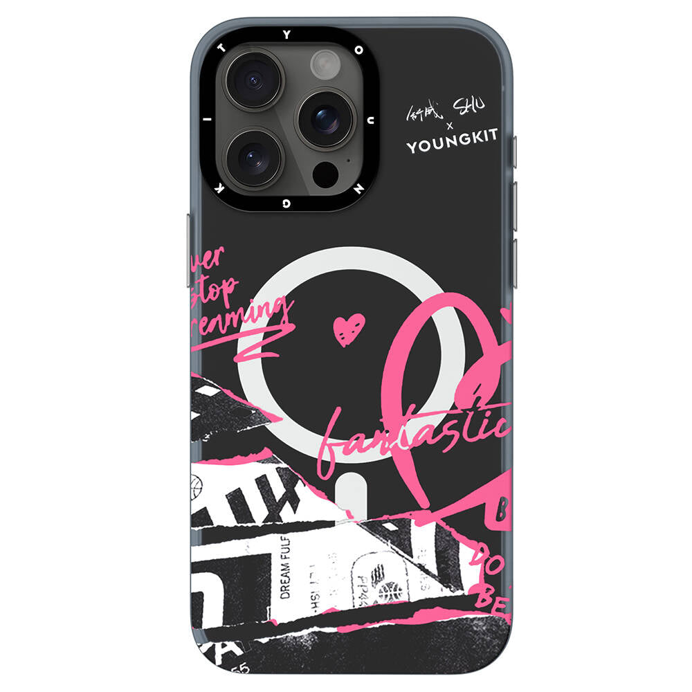 Apple iPhone 15 Pro Max Kılıf M-safe Şarj Özellikli Shu Tasarımlı Youngkit Dreamland Serisi Kapak Siyah