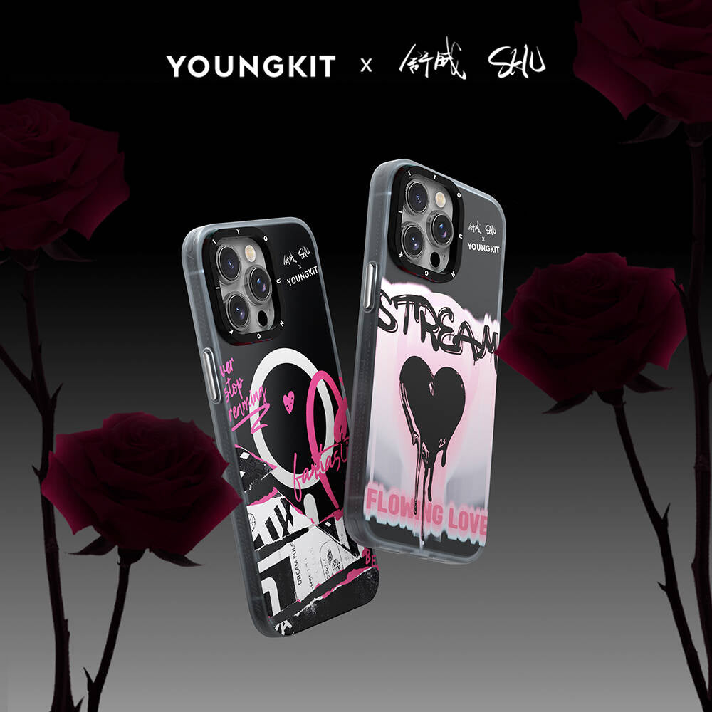 Apple iPhone 15 Pro Max Kılıf M-safe Şarj Özellikli Shu Tasarımlı Youngkit Dreamland Serisi Kapak Pembe