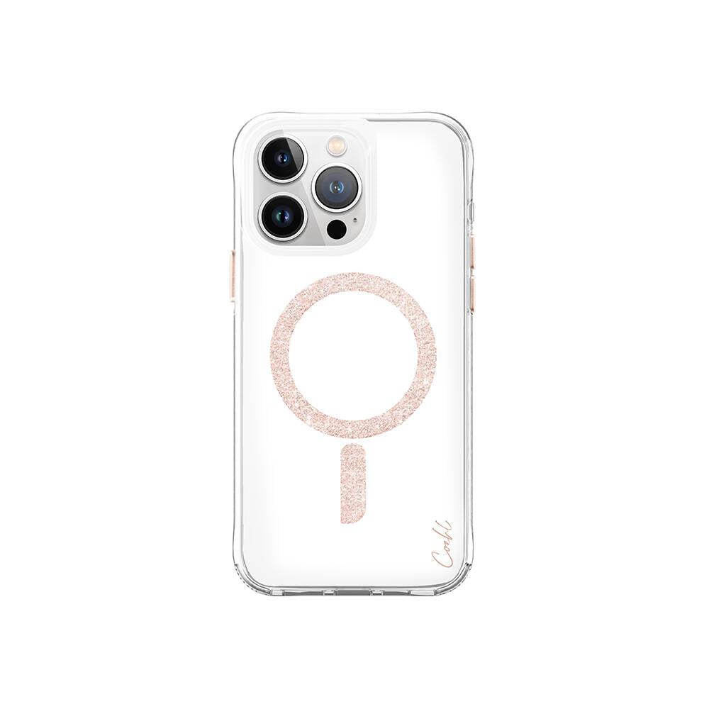 Apple iPhone 15 Pro Max Kılıf M-safe Şarj Özellikli Simli Magnetik Coehl Glace Kapak