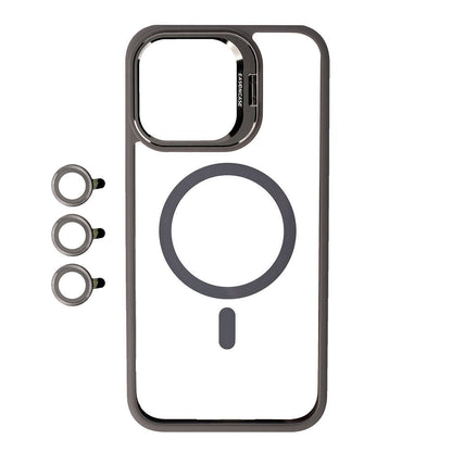 Apple iPhone 15 Pro Max Kılıf M-safe Şarj Özellikli Standlı Zore M-safe Klon Lensli Kapak
