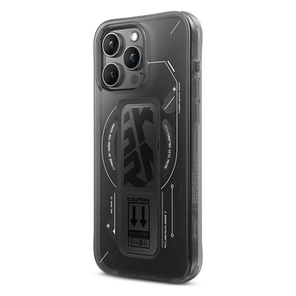 Apple iPhone 15 Pro Max Kılıf M-safe Şarj Özellikli Teknoloji Desenli Standlı Skinarma Helio Kapak Siyah