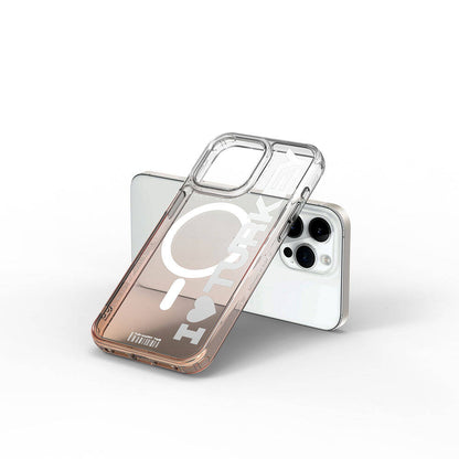 Apple iPhone 15 Pro Max Kılıf M-safe Şarj Özellikli Transparan Renk Geçişli Wiwu Turkey C Serisi Kapak Turuncu